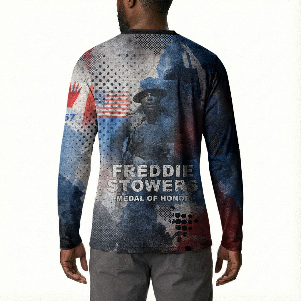 Freddie Stowers Button Sweatshirt African American Military Hero - Medal Of Honor 157th Infantry Division