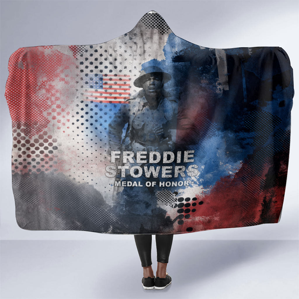 Freddie Stowers Hooded Blanket African American Military Hero - Medal Of Honor 157th Infantry Division