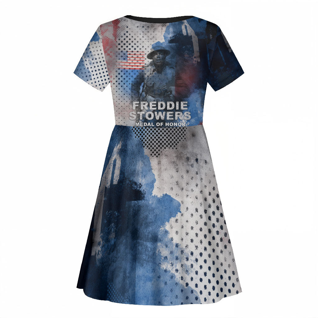 Freddie Stowers Kid Short Sleeve Dress African American Military Hero - Medal Of Honor 157th Infantry Division