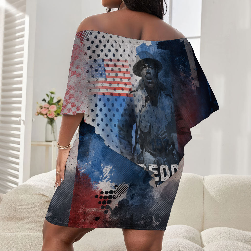 Freddie Stowers Off Shoulder Short Dress African American Military Hero - Medal Of Honor 157th Infantry Division