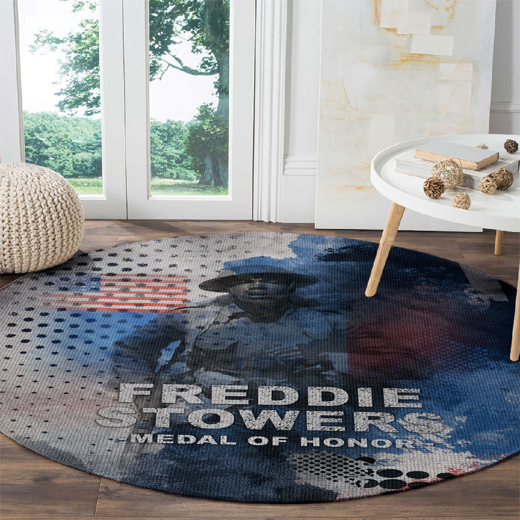 Freddie Stowers Round Carpet African American Military Hero - Medal Of Honor 157th Infantry Division