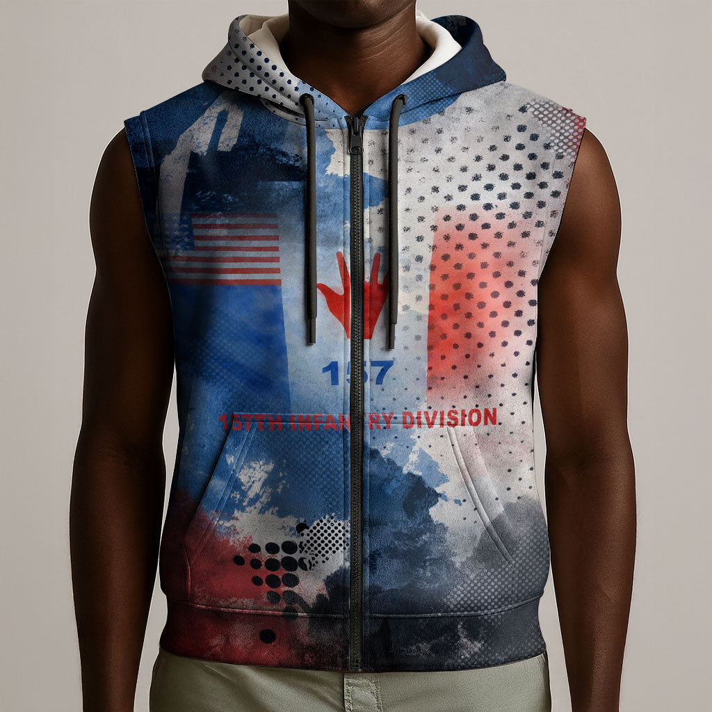 Freddie Stowers Sleeveless Zip Hoodie African American Military Hero - Medal Of Honor 157th Infantry Division