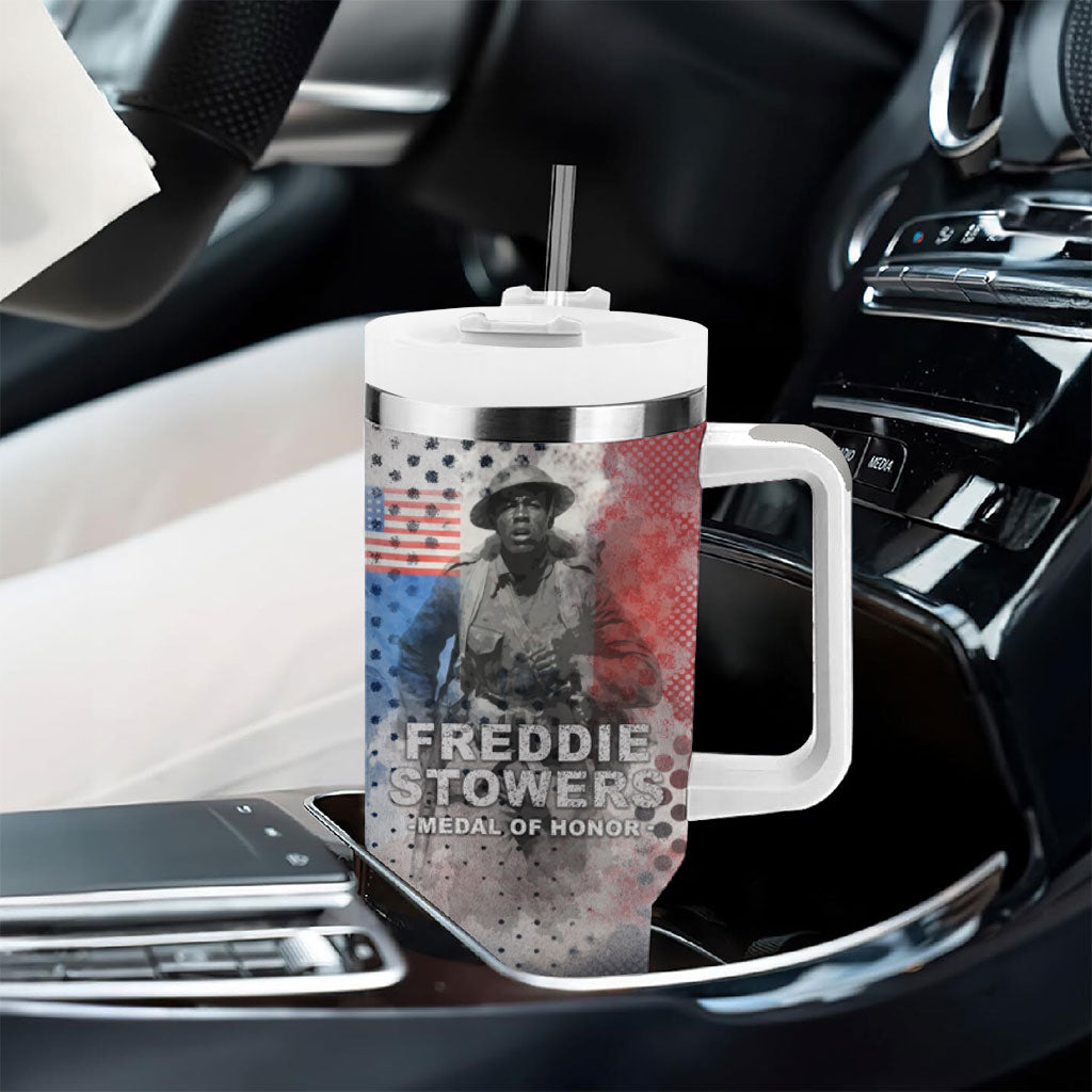 Freddie Stowers Tumbler With Handle African American Military Hero - Medal Of Honor 157th Infantry Division
