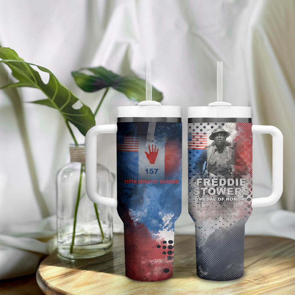 Freddie Stowers Tumbler With Handle African American Military Hero - Medal Of Honor 157th Infantry Division