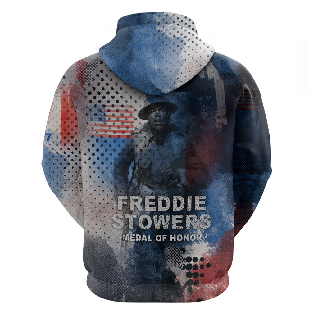 Freddie Stowers Zip Hoodie African American Military Hero - Medal Of Honor 157th Infantry Division