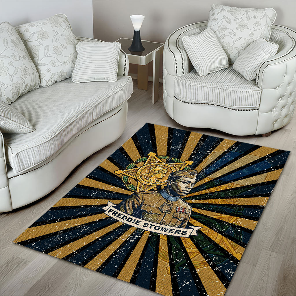 Freddie Stowers Area Rug Medal Of Honor Hero - Vintage Retro Sunburst - Military Valor Heritage