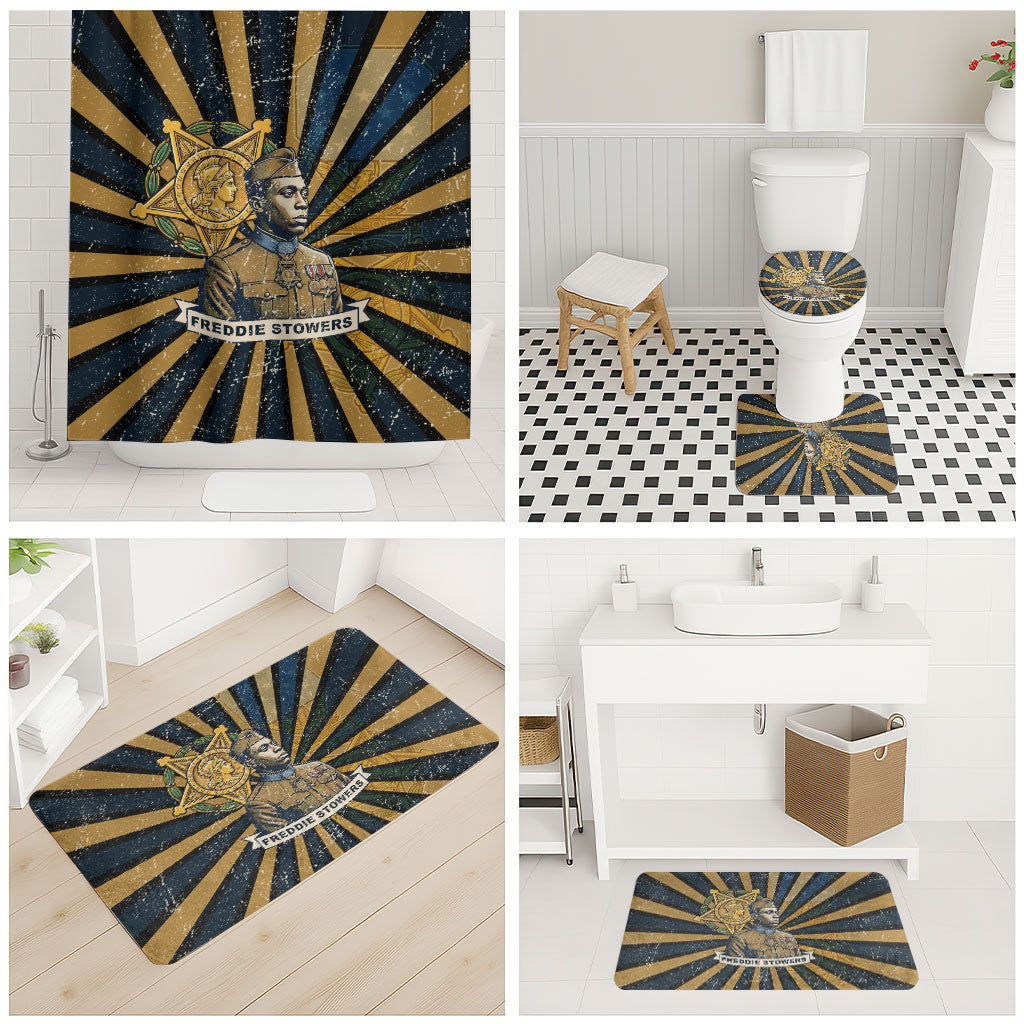 Freddie Stowers Bathroom Set Medal Of Honor Hero - Vintage Retro Sunburst - Military Valor Heritage