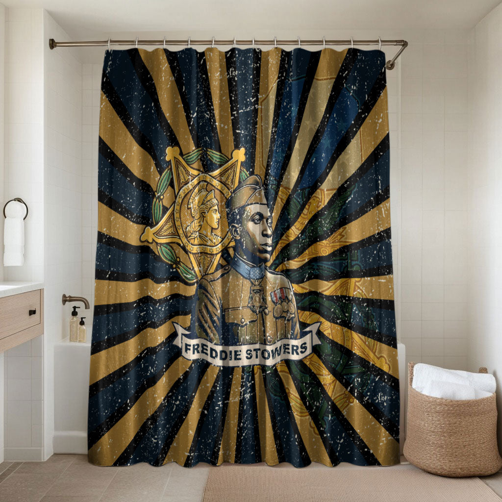 Freddie Stowers Bathroom Set Medal Of Honor Hero - Vintage Retro Sunburst - Military Valor Heritage