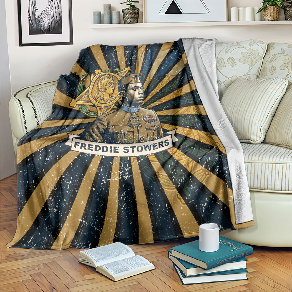 Freddie Stowers Blanket Medal Of Honor Hero - Vintage Retro Sunburst - Military Valor Heritage