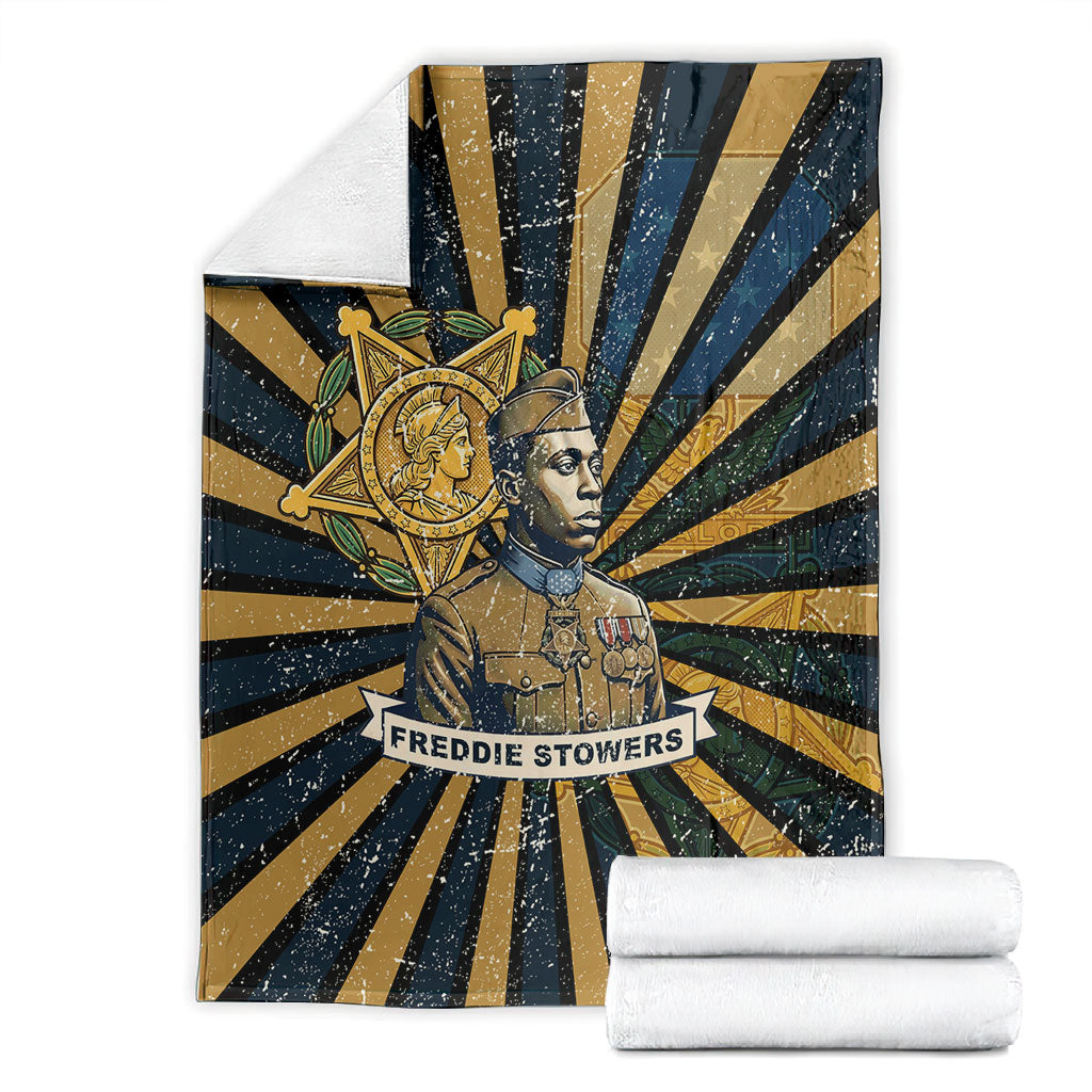 Freddie Stowers Blanket Medal Of Honor Hero - Vintage Retro Sunburst - Military Valor Heritage