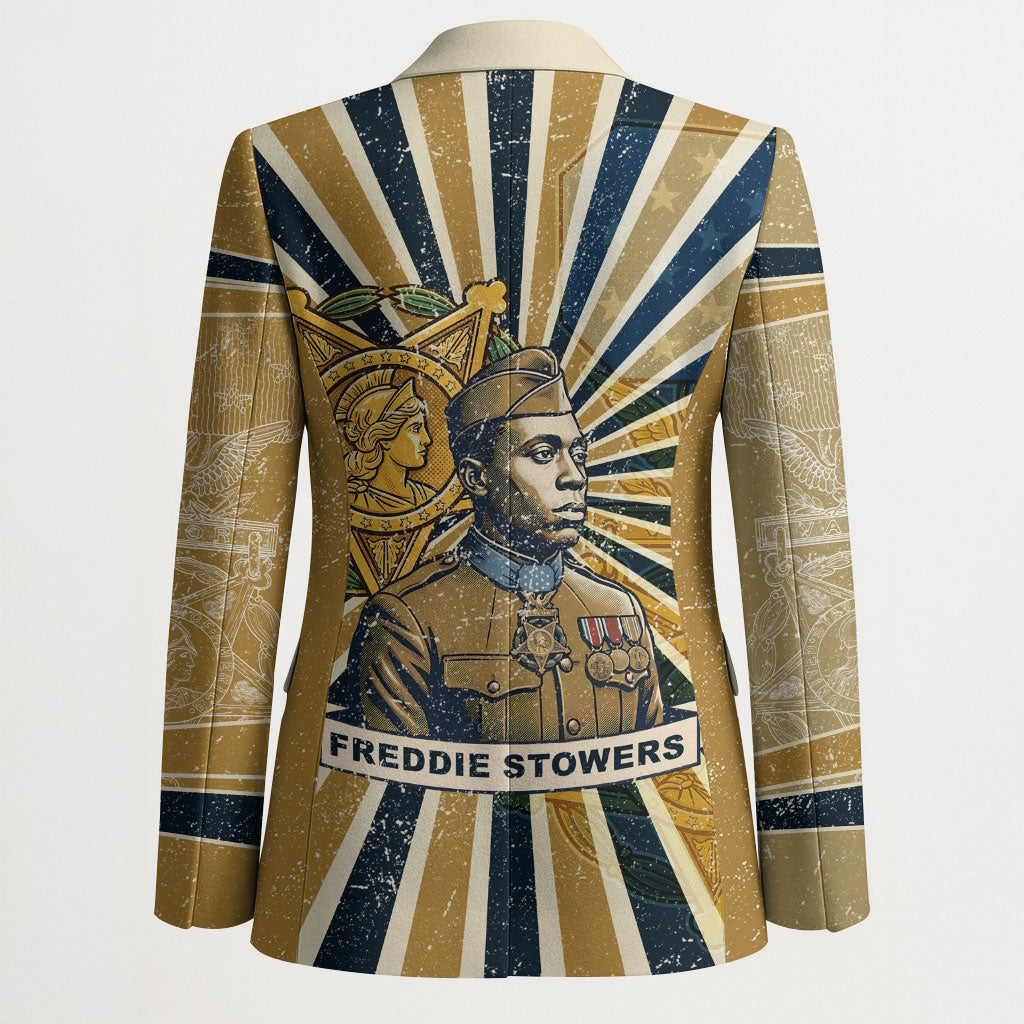 Freddie Stowers Blazer Medal Of Honor Hero - Vintage Retro Sunburst - Military Valor Heritage