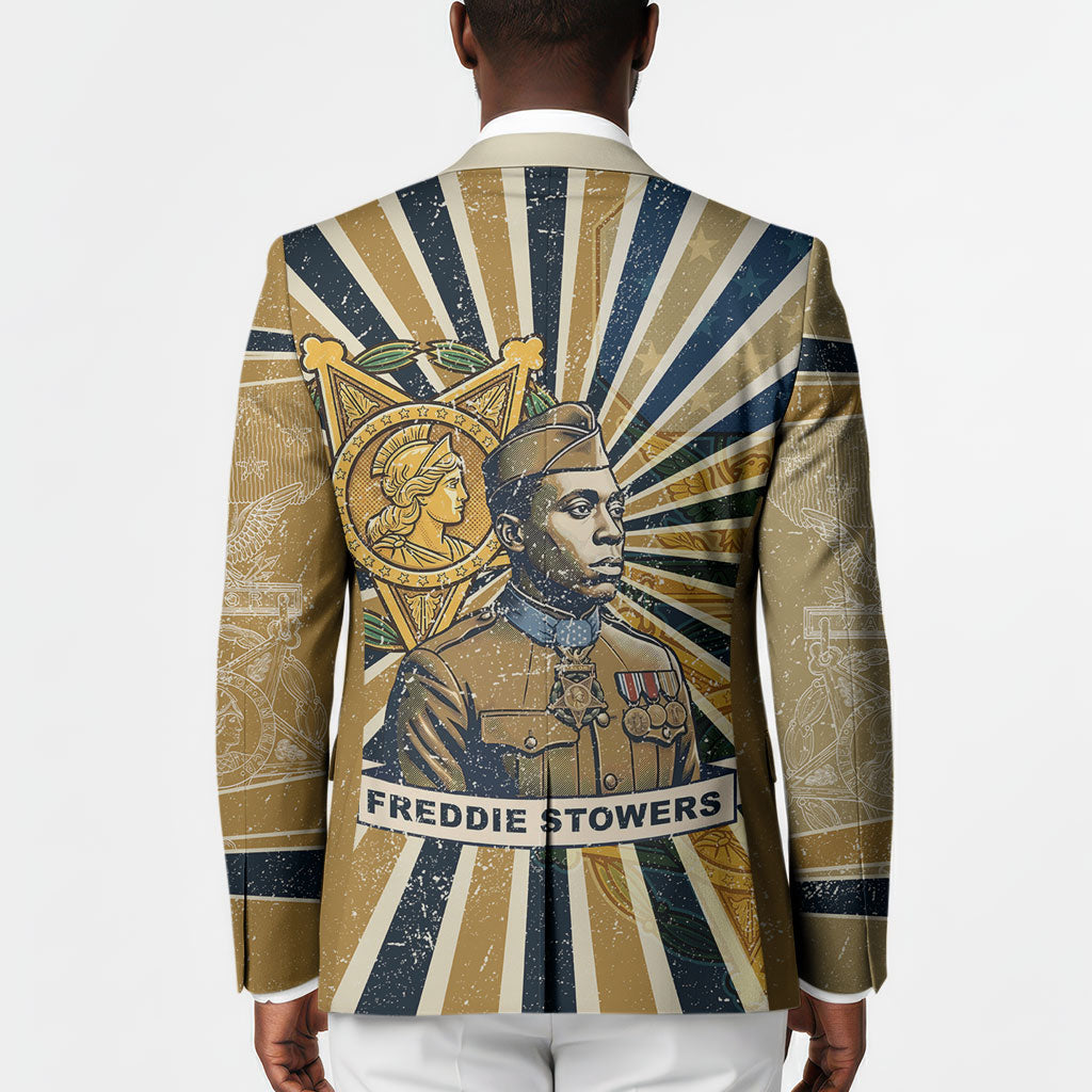 Freddie Stowers Blazer Medal Of Honor Hero - Vintage Retro Sunburst - Military Valor Heritage
