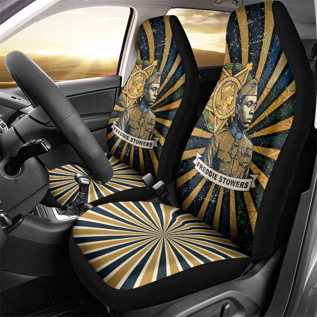 Freddie Stowers Car Seat Cover Medal Of Honor Hero - Vintage Retro Sunburst - Military Valor Heritage