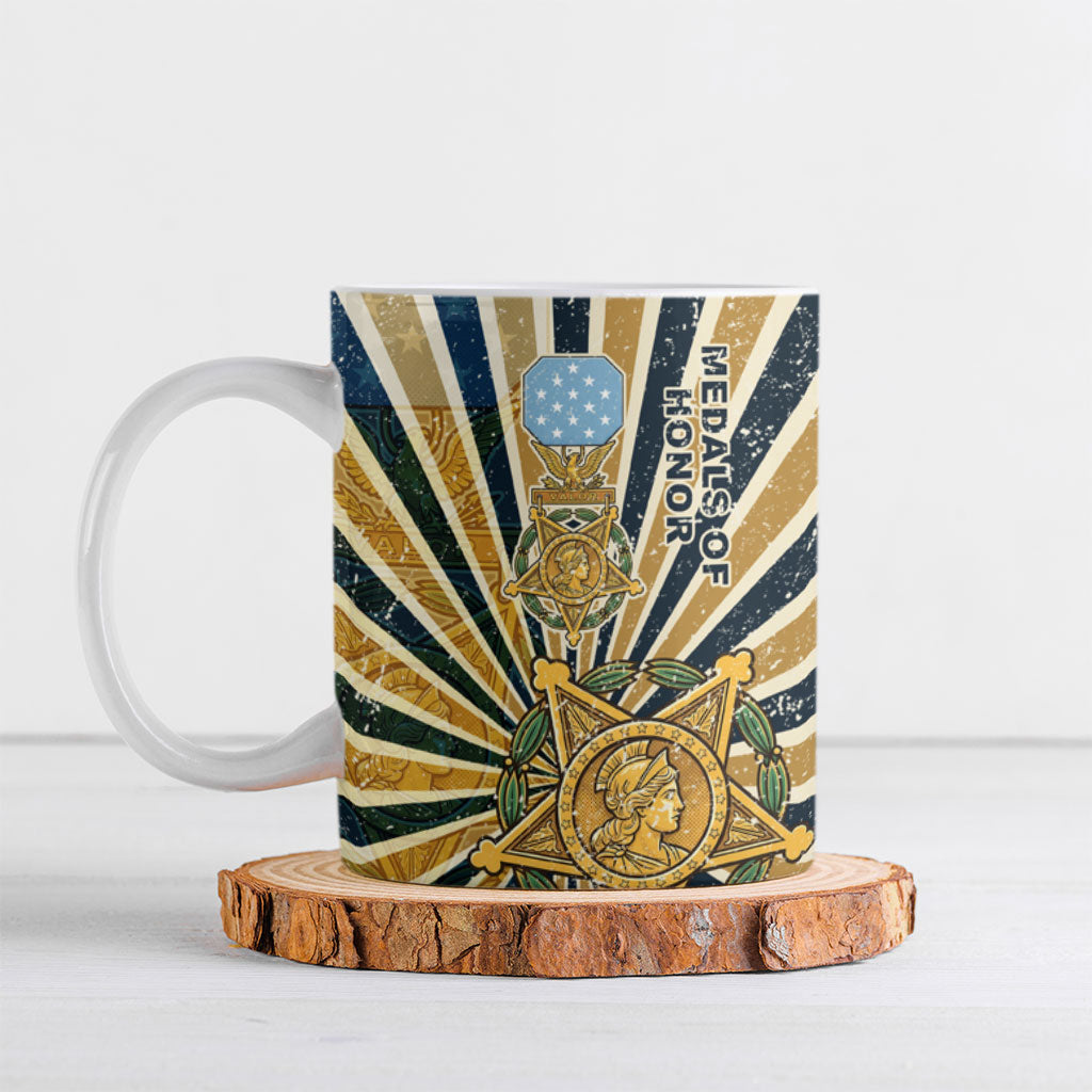 Freddie Stowers Ceramic Mug Medal Of Honor Hero - Vintage Retro Sunburst - Military Valor Heritage
