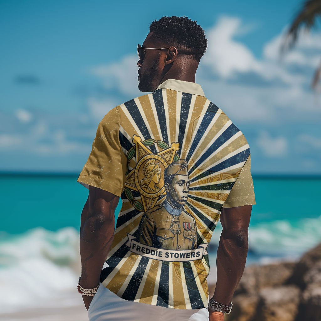 Freddie Stowers Hawaiian Shirt Medal Of Honor Hero - Vintage Retro Sunburst - Military Valor Heritage