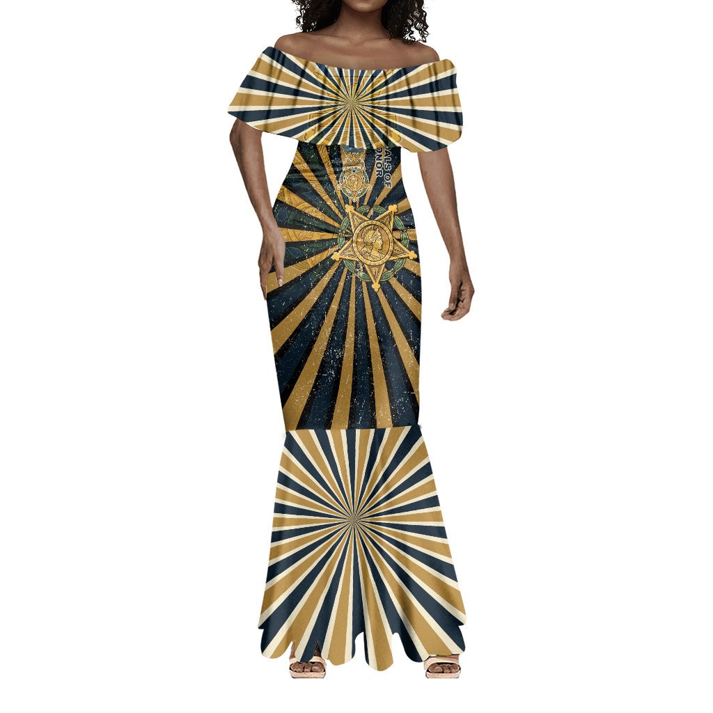 Freddie Stowers Mermaid Dress Medal Of Honor Hero - Vintage Retro Sunburst - Military Valor Heritage