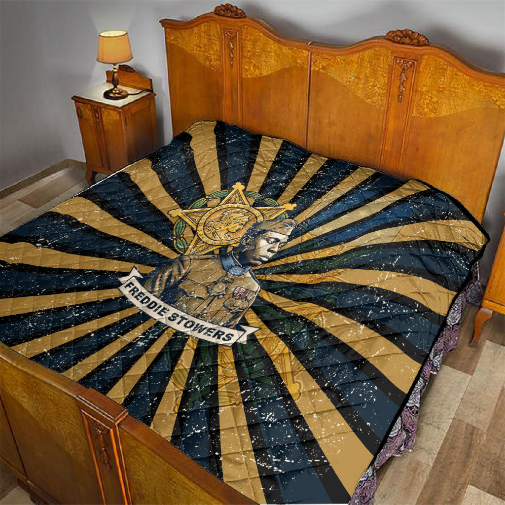 Freddie Stowers Quilt Medal Of Honor Hero - Vintage Retro Sunburst - Military Valor Heritage