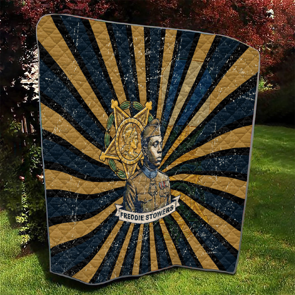 Freddie Stowers Quilt Medal Of Honor Hero - Vintage Retro Sunburst - Military Valor Heritage