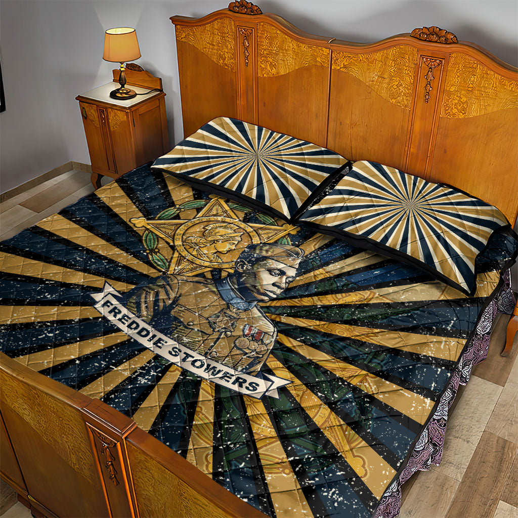 Freddie Stowers Quilt Bed Set Medal Of Honor Hero - Vintage Retro Sunburst - Military Valor Heritage