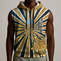 Freddie Stowers Sleeveless Zip Hoodie Medal Of Honor Hero - Vintage Retro Sunburst - Military Valor Heritage
