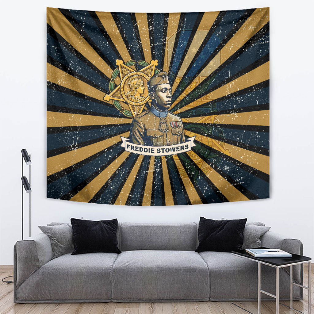 Freddie Stowers Tapestry Medal Of Honor Hero - Vintage Retro Sunburst - Military Valor Heritage