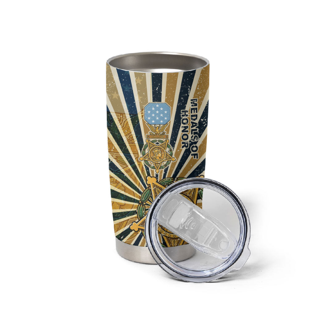 Freddie Stowers Tumbler Cup Medal Of Honor Hero - Vintage Retro Sunburst - Military Valor Heritage