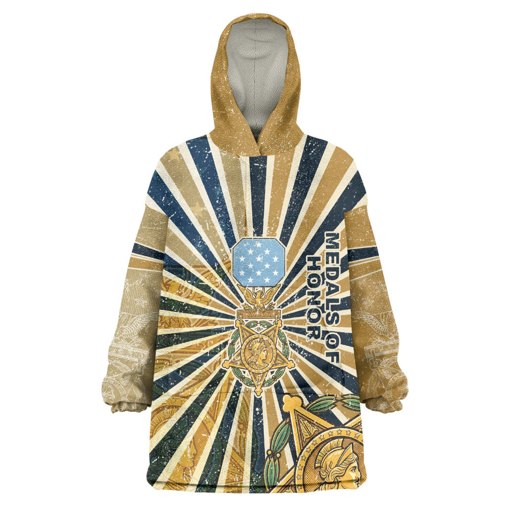 Freddie Stowers Wearable Blanket Hoodie Medal Of Honor Hero - Vintage Retro Sunburst - Military Valor Heritage