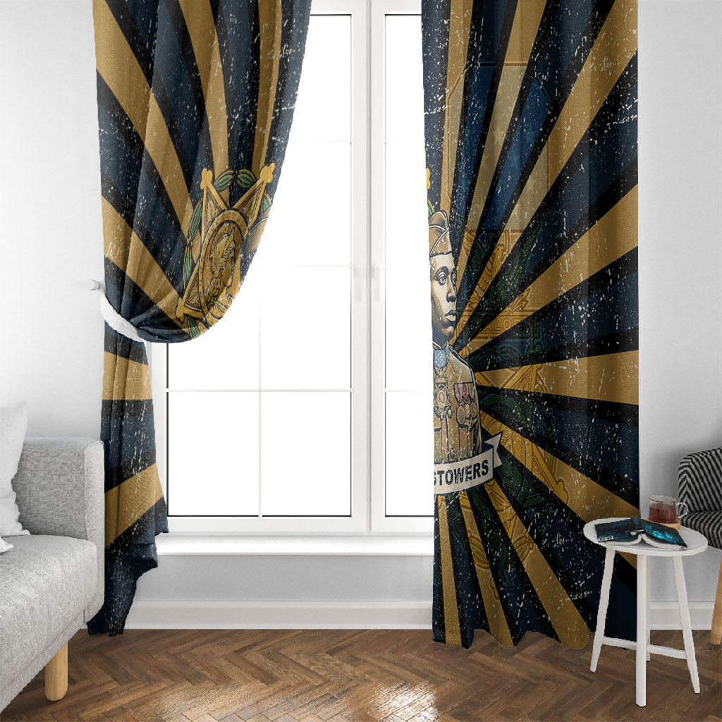 Freddie Stowers Window Curtain Medal Of Honor Hero - Vintage Retro Sunburst - Military Valor Heritage