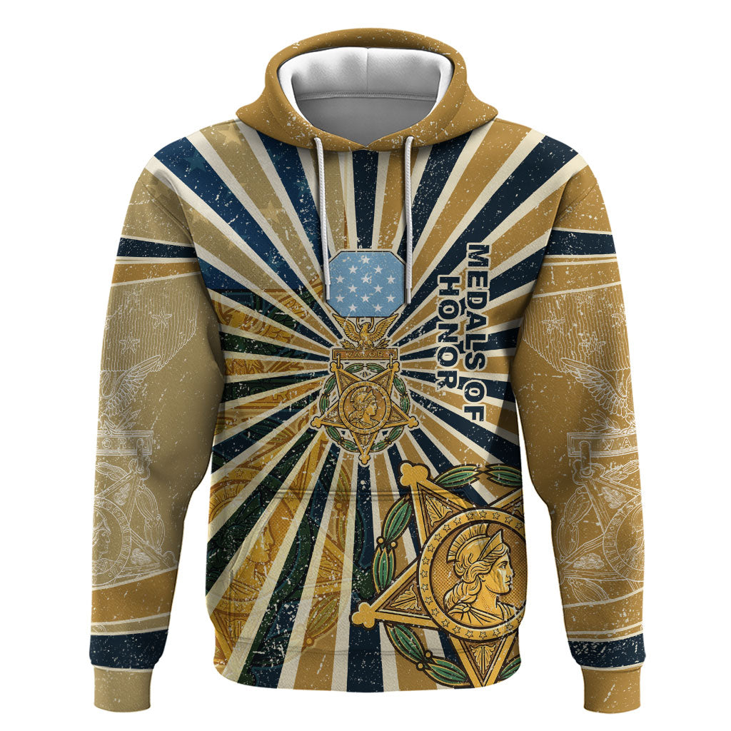 Freddie Stowers Zip Hoodie Medal Of Honor Hero - Vintage Retro Sunburst - Military Valor Heritage