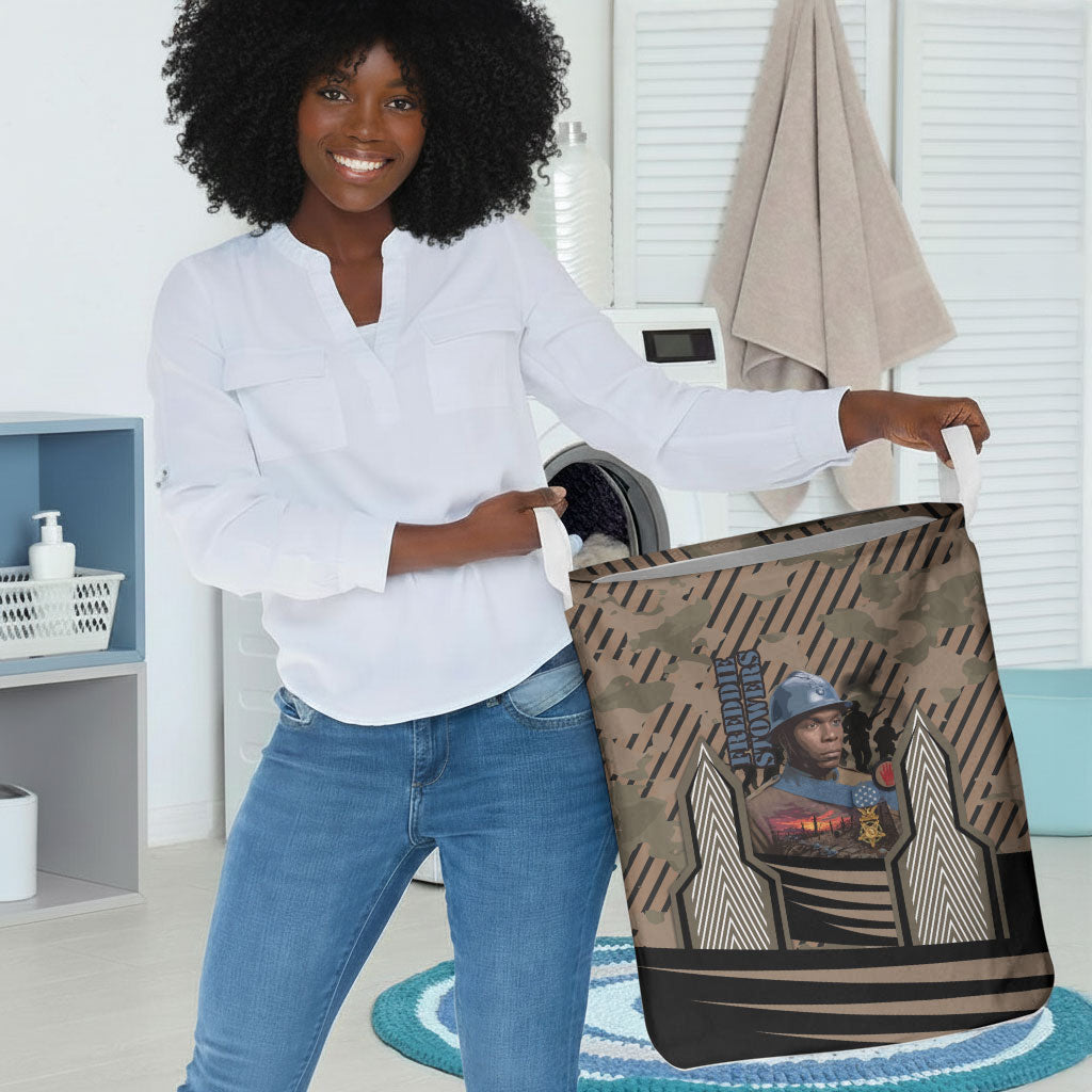 Freddie Stowers African American Laundry Basket Medal Of Honor Red Hand - Military Camouflage Striped World War I