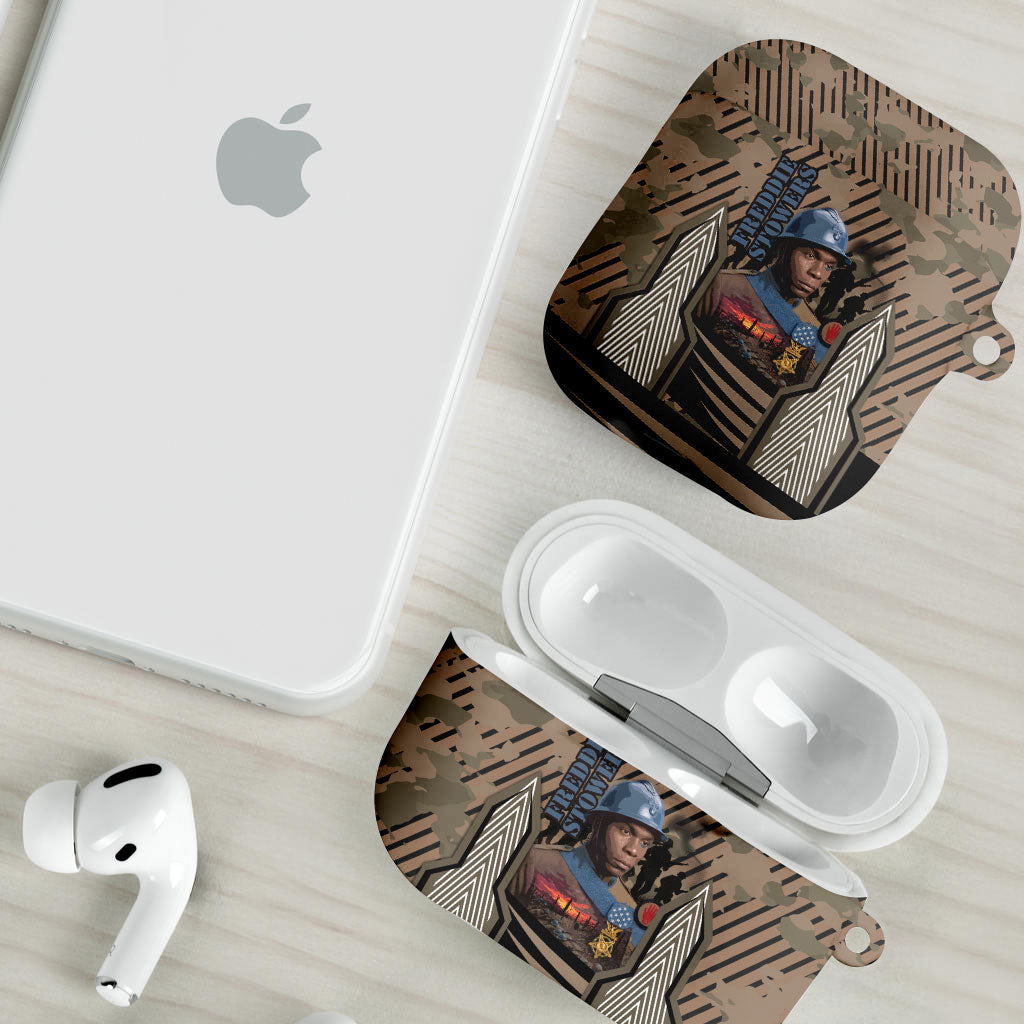 Freddie Stowers African American AirPods Case Medal Of Honor Red Hand - Military Camouflage Striped World War I