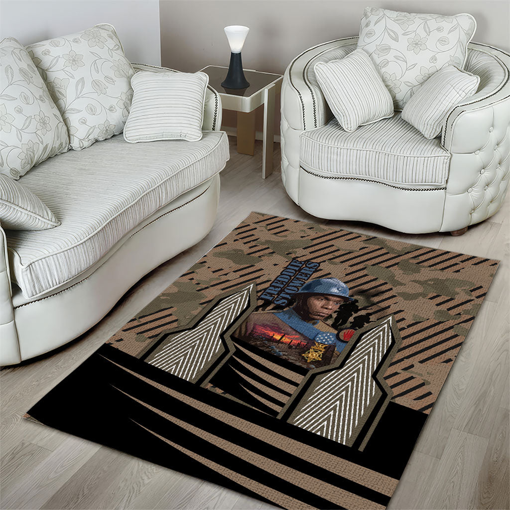 Freddie Stowers African American Area Rug Medal Of Honor Red Hand - Military Camouflage Striped World War I