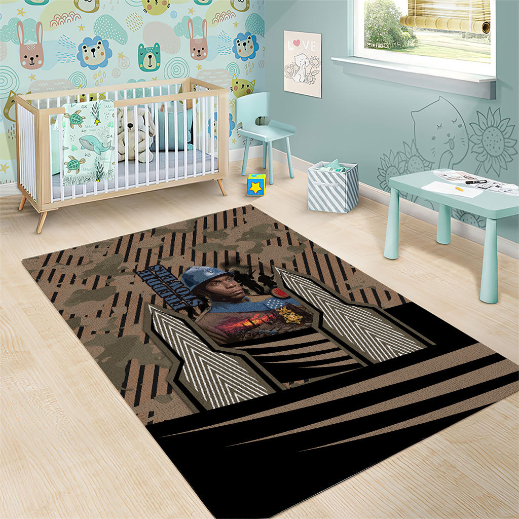 Freddie Stowers African American Area Rug Medal Of Honor Red Hand - Military Camouflage Striped World War I