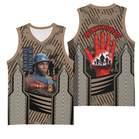 Freddie Stowers African American Basketball Jersey Medal Of Honor Red Hand - Military Camouflage Striped World War I
