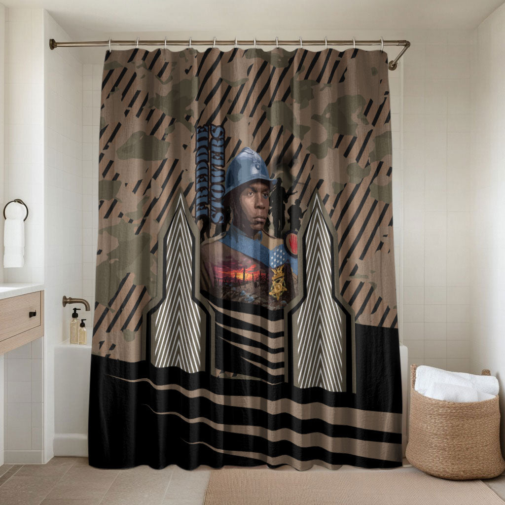 Freddie Stowers African American Bathroom Set Medal Of Honor Red Hand - Military Camouflage Striped World War I