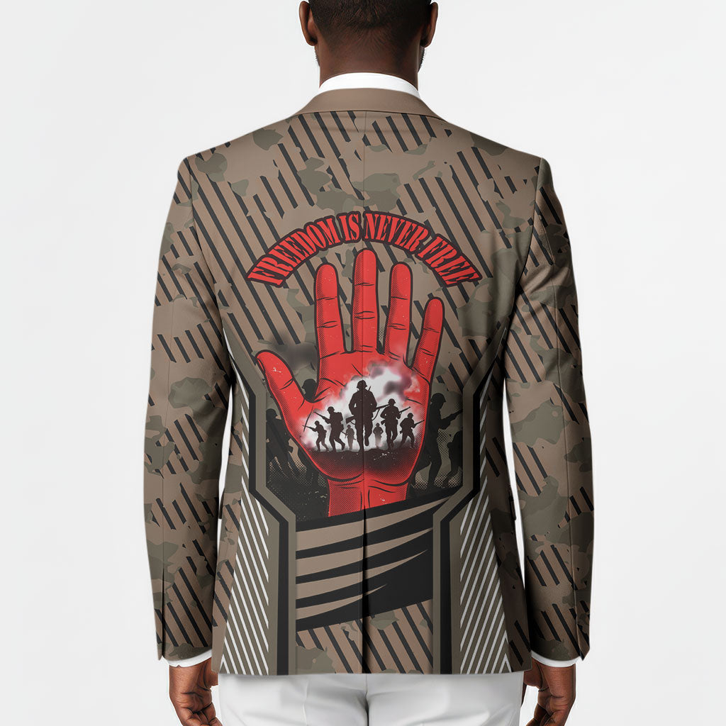 Freddie Stowers African American Blazer Medal Of Honor Red Hand - Military Camouflage Striped World War I