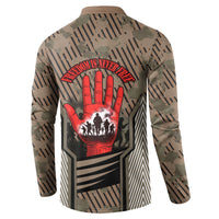 Freddie Stowers African American Button Sweatshirt Medal Of Honor Red Hand - Military Camouflage Striped World War I