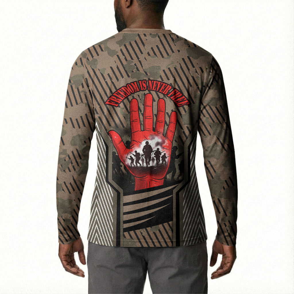 Freddie Stowers African American Button Sweatshirt Medal Of Honor Red Hand - Military Camouflage Striped World War I