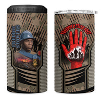 Freddie Stowers African American 4 in 1 Can Cooler Tumbler Medal Of Honor Red Hand - Military Camouflage Striped World War I