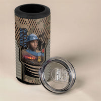 Freddie Stowers African American 4 in 1 Can Cooler Tumbler Medal Of Honor Red Hand - Military Camouflage Striped World War I