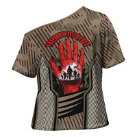 Freddie Stowers African American Cross Shoulder Shirt Medal Of Honor Red Hand - Military Camouflage Striped World War I