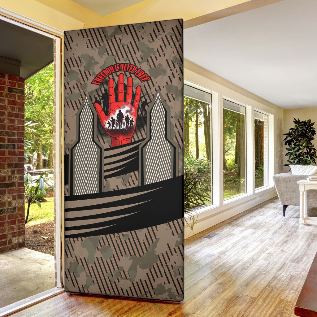 Freddie Stowers African American Door Cover Medal Of Honor Red Hand - Military Camouflage Striped World War I