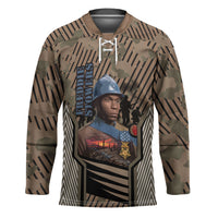 Freddie Stowers African American Hockey Jersey Medal Of Honor Red Hand - Military Camouflage Striped World War I