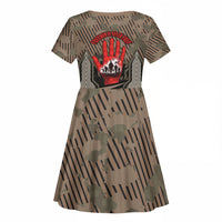 Freddie Stowers African American Kid Short Sleeve Dress Medal Of Honor Red Hand - Military Camouflage Striped World War I