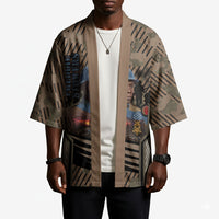 Freddie Stowers African American Kimono Medal Of Honor Red Hand - Military Camouflage Striped World War I