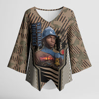 Freddie Stowers African American Kimono Sleeve Blouse Medal Of Honor Red Hand - Military Camouflage Striped World War I