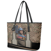 Freddie Stowers African American Leather Tote Bag Medal Of Honor Red Hand - Military Camouflage Striped World War I