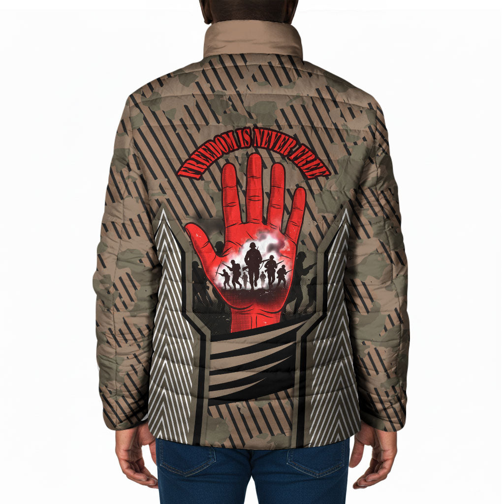 Freddie Stowers African American Padded Jacket Medal Of Honor Red Hand - Military Camouflage Striped World War I