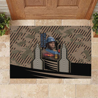 Freddie Stowers African American Rubber Doormat Medal Of Honor Red Hand - Military Camouflage Striped World War I