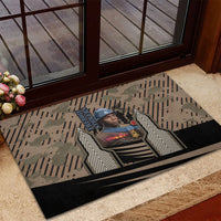 Freddie Stowers African American Rubber Doormat Medal Of Honor Red Hand - Military Camouflage Striped World War I